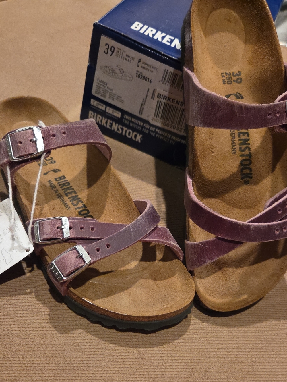 NWT Birkenstock Franca Lavendar Blush Sandals Size 39